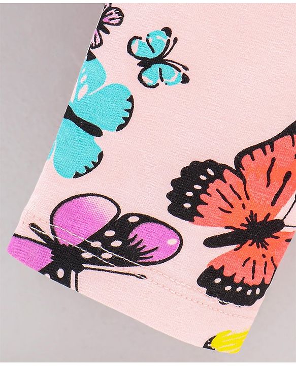 Babyhug Full Length Leggings Butterfly Print - Pink