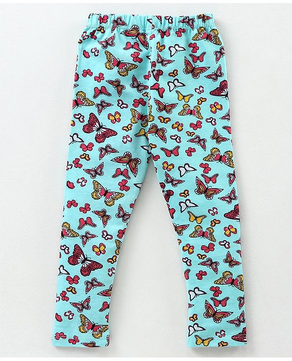 Babyhug Full Length Leggings Butterfly Print - Blue