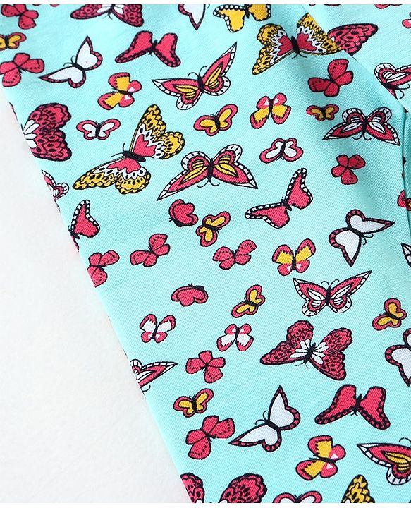 Babyhug Full Length Leggings Butterfly Print - Blue