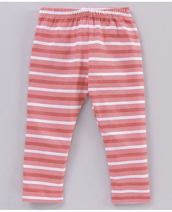 Babyhug Full Length Floral Print & Striped Legging - Blue Pink & Red