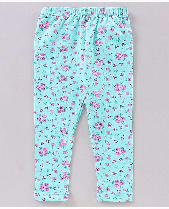 Babyhug Full Length Printed Leggings Pack of 3- Pink & Green