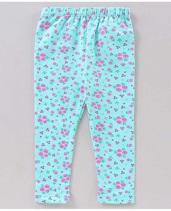 Babyhug Full Length Printed Leggings Pack of 3- Pink & Green