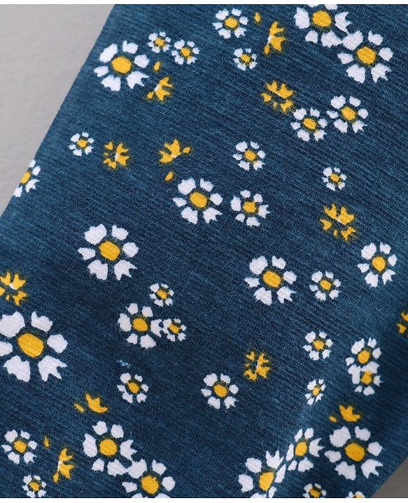 Babyhug Knit Lycra Full Length Leggings With Stretch Striped And Flower Printed Pack Of 3 - Multicolor - 6-9m Multi Color