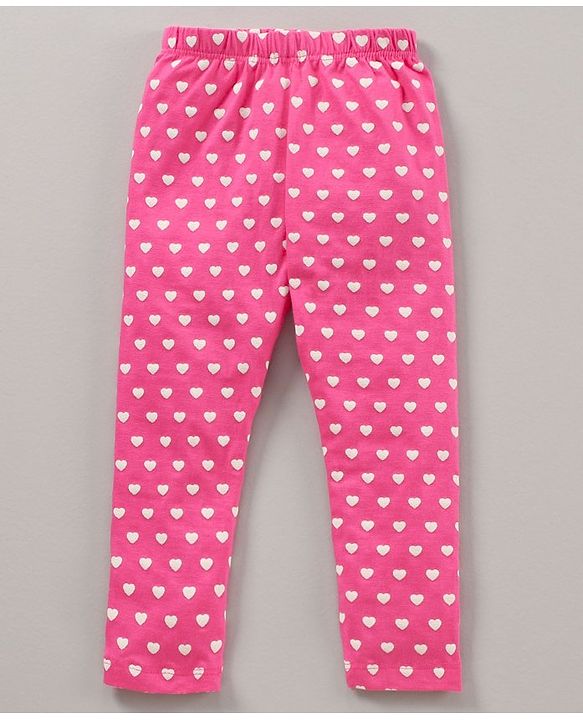 Babyhug Knit Lycra Full Length Heart Printed Legging Pack Of 3 - Multicolour