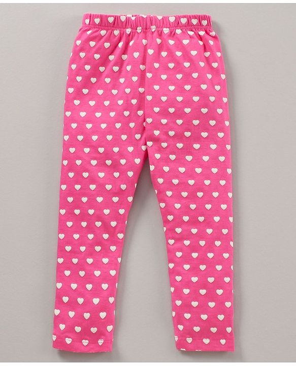 Babyhug Knit Lycra Full Length Heart Printed Legging Pack Of 3 - Multicolour