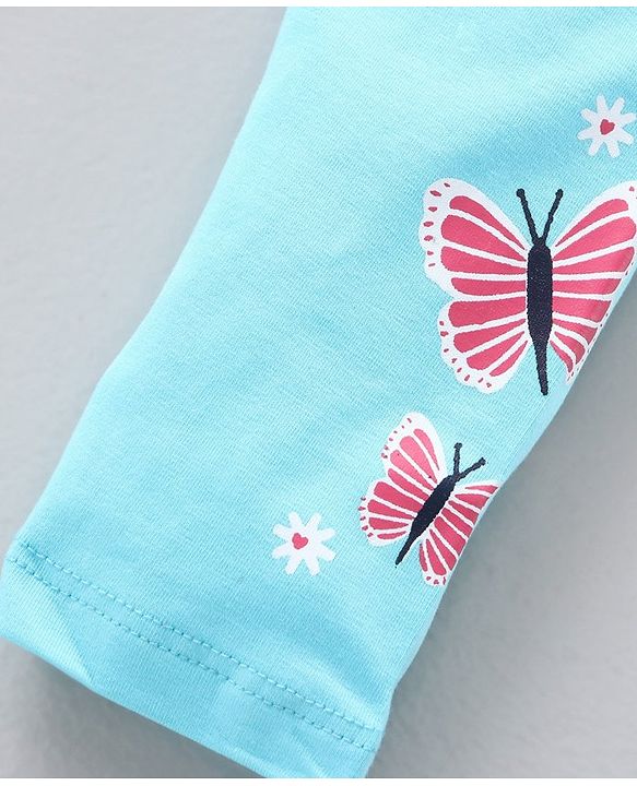 Babyhug Full Length Knit Lycra with Stretch Leggings Striped - Blue Pink