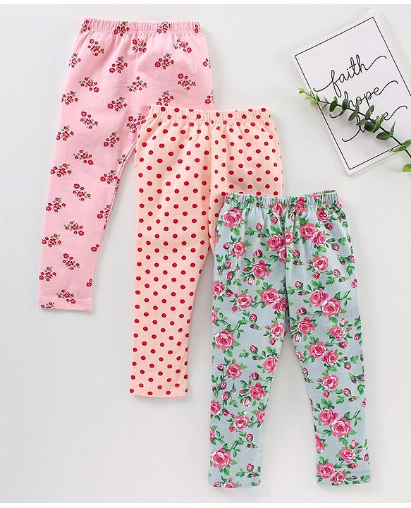 Babyhug Lycra Knit Flower Print Baby Leggings - Multicolour