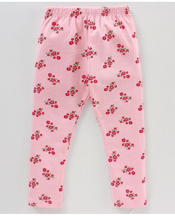 Babyhug Lycra Knit Flower Print Baby Leggings - Multicolour