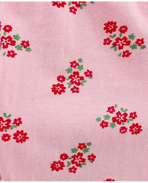 Babyhug Lycra Knit Flower Print Baby Leggings - Multicolour