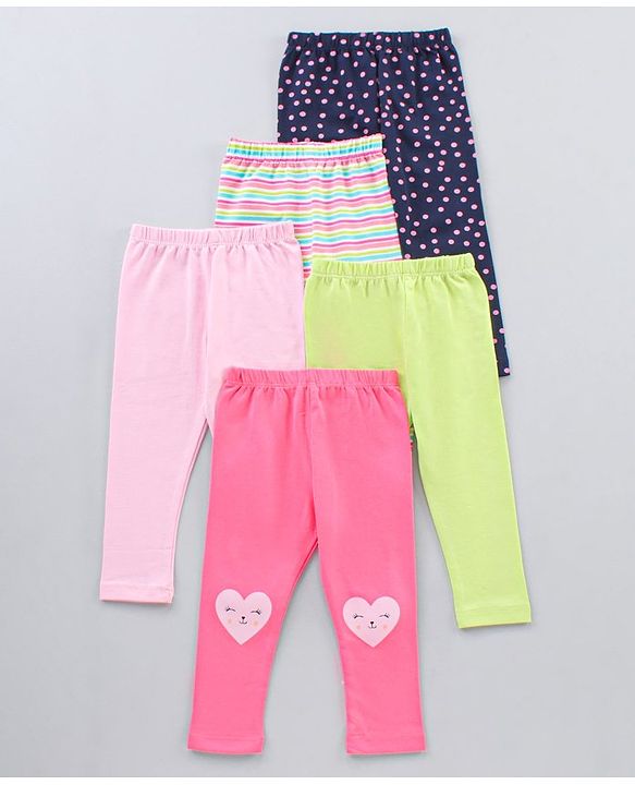 Babyhug Full Length Knit Lycra Leggings Multi Printed Pack of 5 - Multicolour