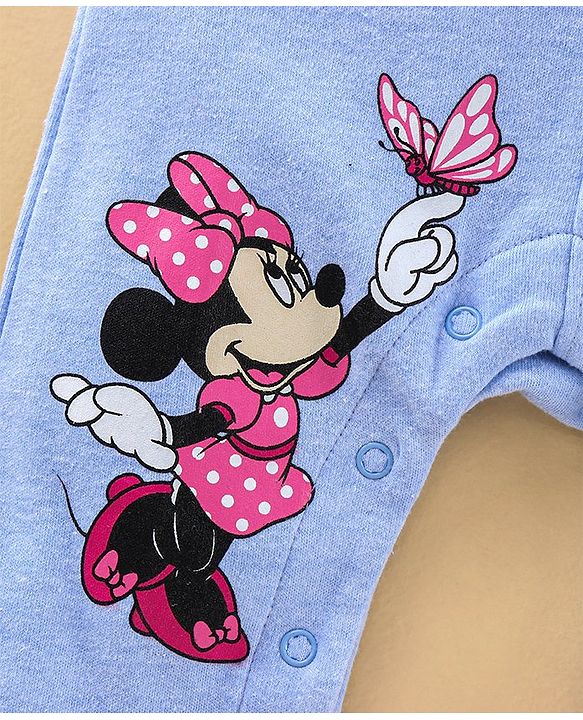 Babyhug Cap Sleeves Top & Dungaree Set Polka Dot & Minnie Mouse Print - Blue Pink