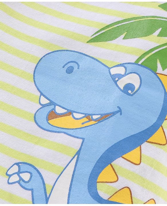 Babyhug Full Sleeves Cotton T-shirt with Dino Print - Light Yellow