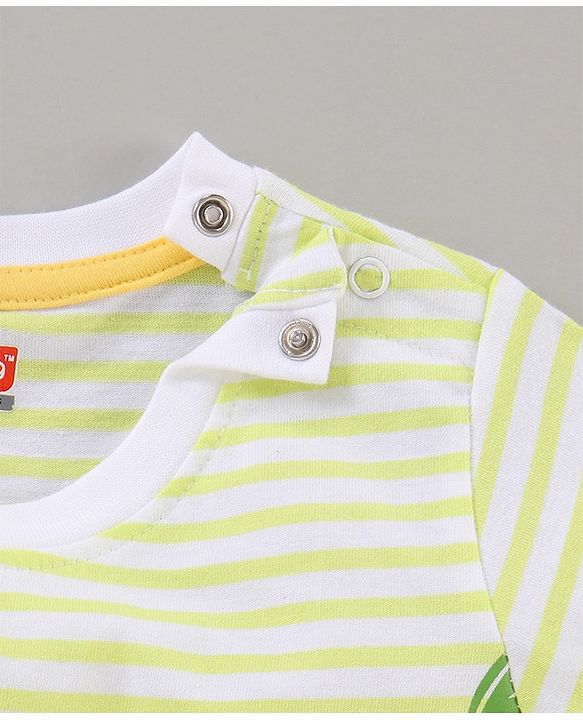 Babyhug Full Sleeves Cotton T-shirt with Dino Print - Light Yellow