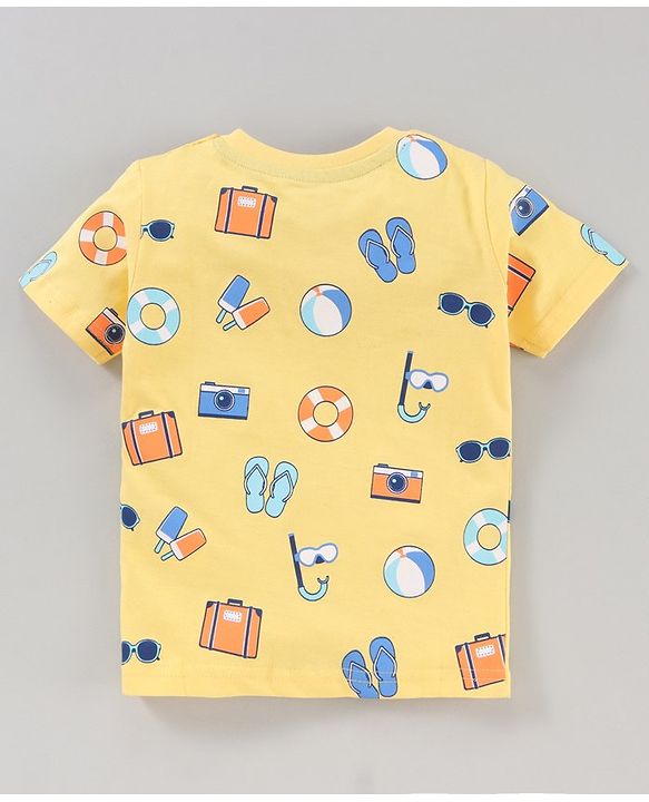 Babyhug Half Sleeves Cotton Blend Printed T-shirts - Red Blue and Yellow