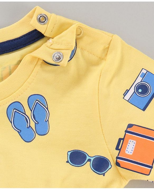 Babyhug Half Sleeves Cotton Blend Printed T-shirts - Red Blue and Yellow