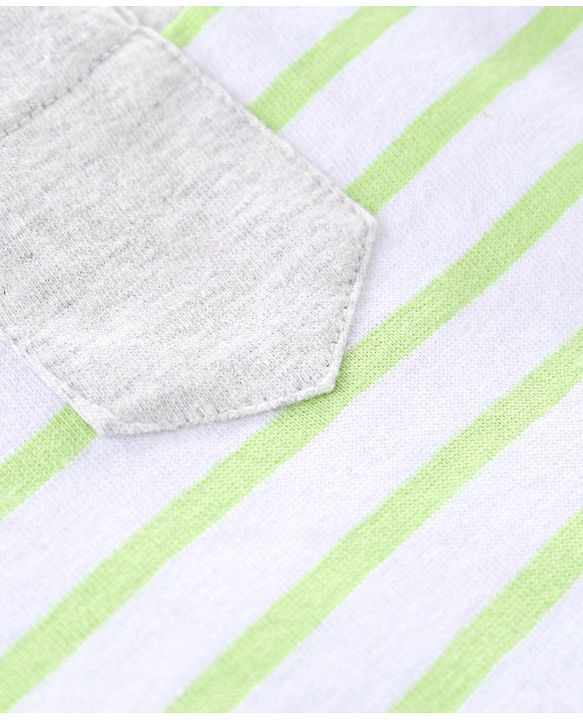 Babyhug Half Sleeves Cotton Blend T-shirts Striped Pack of 3 - Green Blue