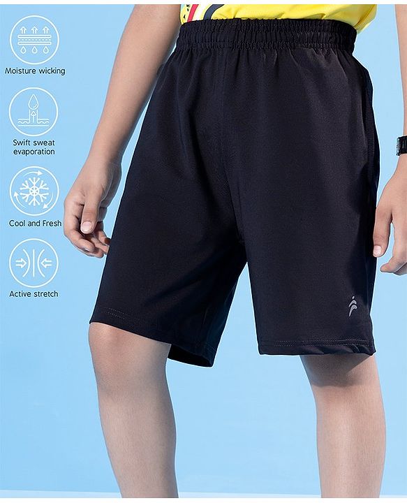 Pine Active Mid Thigh Length Quick Dry Shorts Solid - Black