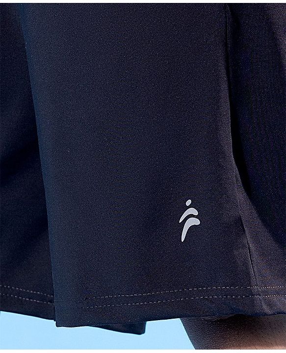 Pine Active Mid Thigh Length Quick Dry Shorts Solid - Black