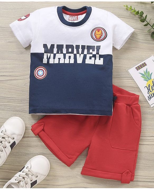 Babyhug Half Sleeves T-Shirt & Shorts Set Marvel Print - Red