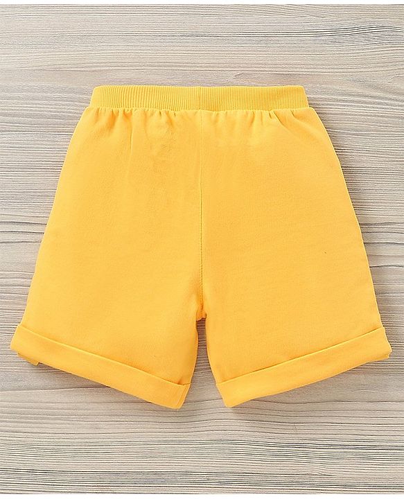 Babyhug Half Sleeves Printed Tee and Shorts Set - White Yellow