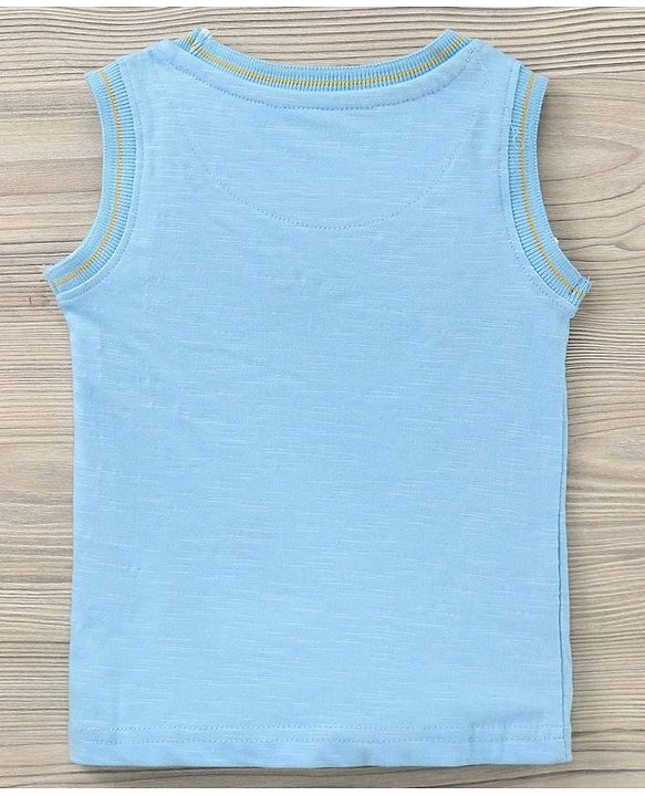 Babyhug Sleeveless T-Shirt and Shorts Set Astronaut Print - Blue Yellow