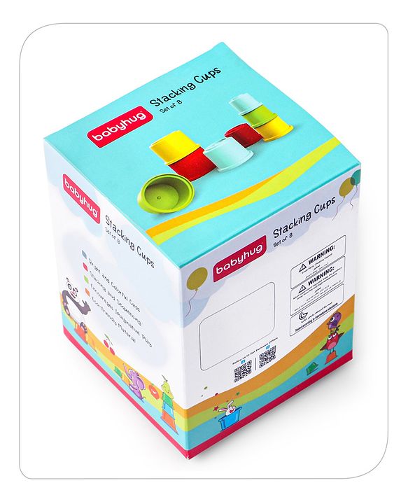 Babyhug 8 Pieces Montessori Stacking Cup with Shapes, Colors & Number Recognition| Stack & Count| Baby Stacking Water & Beach Toys Set| Educational & Motor Skills Sorting & Nesting Toys