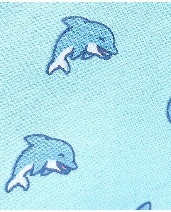 Babyhug 100% Cotton Half Sleeves Onesies Striped and Dolphin Print Pack of 3 - Blue Green