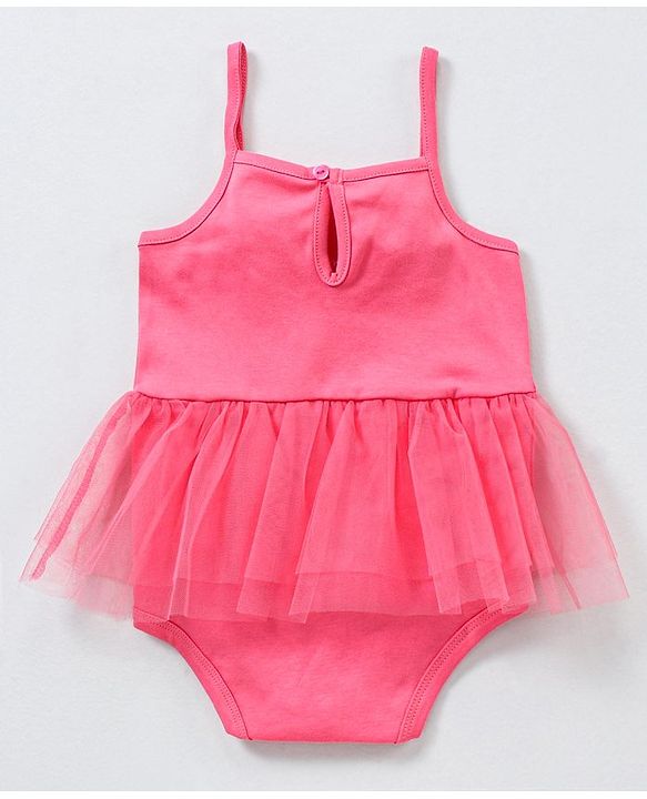 Babyhug Singlet Sleeves Onesies with Hairband Snail Print - Pink