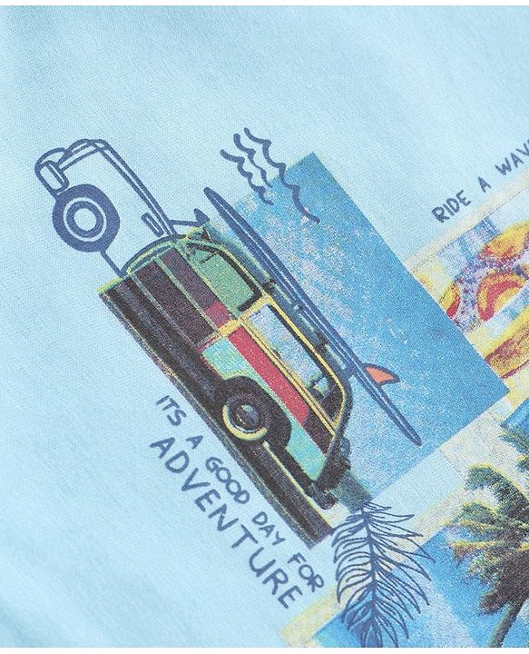 Babyhug Half Sleeves T-Shirt & Denim Shorts Set Multi Print - Blue