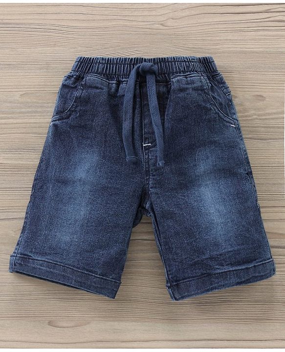 Babyhug Cotton Half Sleeves T-shirt And Denim Knee Length Bottom Wear  - Blue Whte - 18-24m Blue