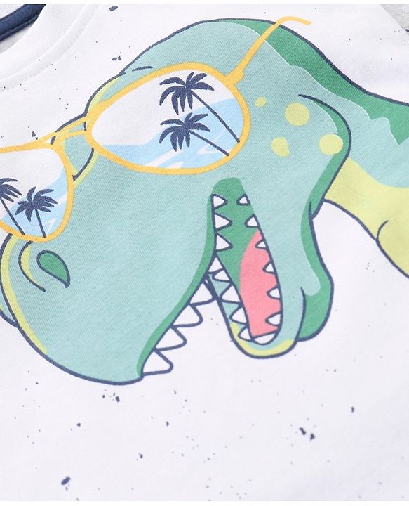 Babyhug Cotton Half Sleeves T-shirt And Denim Knee Length Bottom Wear  - Blue Whte - 18-24m Blue