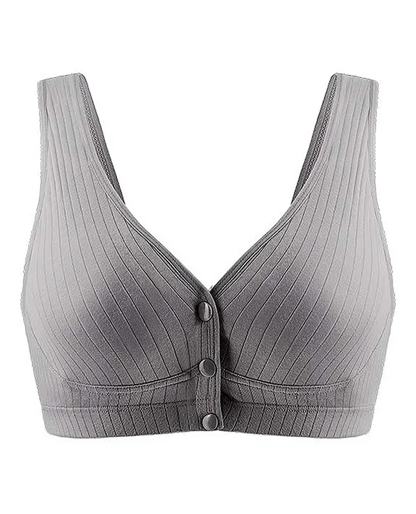MOMISY Wirefree Cotton Front Button Closure Maternity Nursing Bra Grey  Online in India, Buy at Best Price from  - 10663347