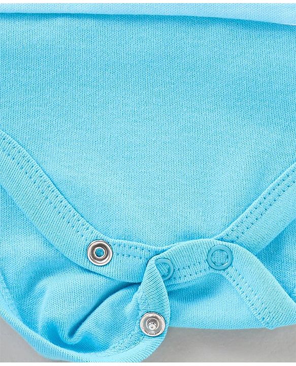 Babyhug 100% Cotton Half Sleeves Striped Onesies Text Print Pack of 2 - Blue Yellow