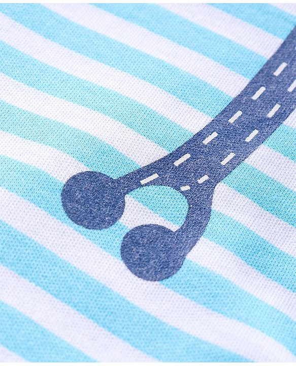 Babyhug 100% Cotton Half Sleeves Striped Onesies Text Print Pack of 2 - Blue Yellow