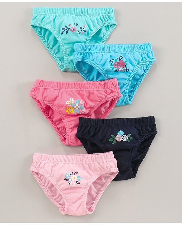Babyhug Cotton Panties Floral Printed Pack of 5 - Multicolour