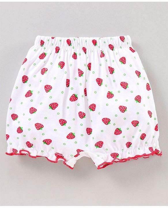 Babyhug Cotton Bloomer Multi Print Pack of 3 - Red White Green
