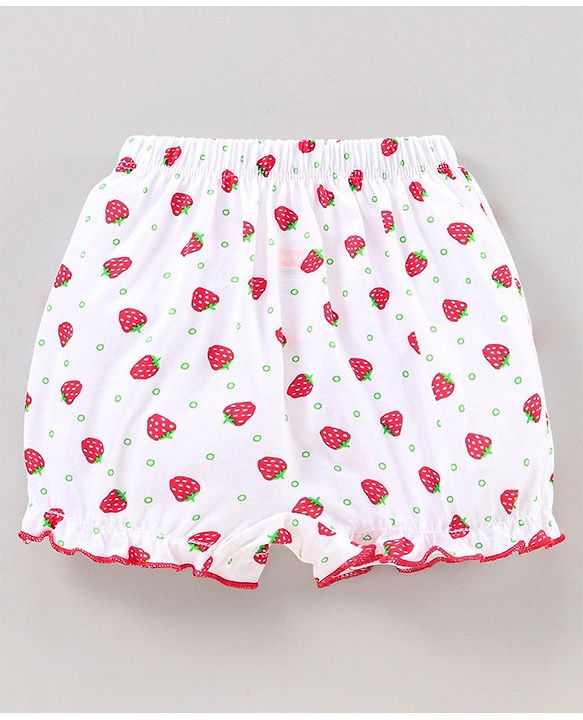 Babyhug Cotton Bloomer Multi Print Pack of 3 - Red White Green