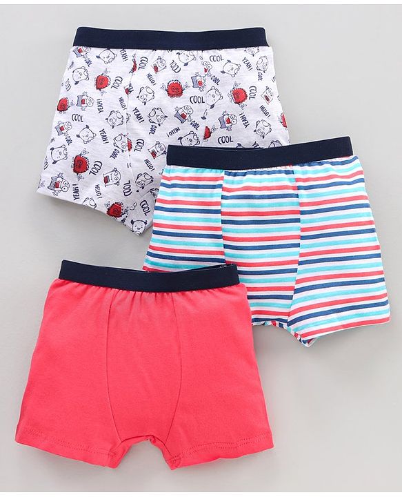 Babyhug 100% Cotton Briefs Set Printed Pack of 3 - Red White