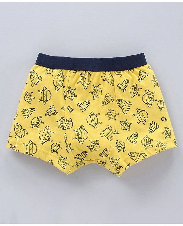 Babyhug Briefs Spacecraft Print Pack of 3 - Royal Blue Yellow White