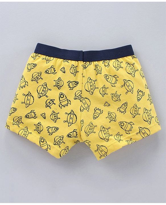 Babyhug Briefs Spacecraft Print Pack of 3 - Royal Blue Yellow White