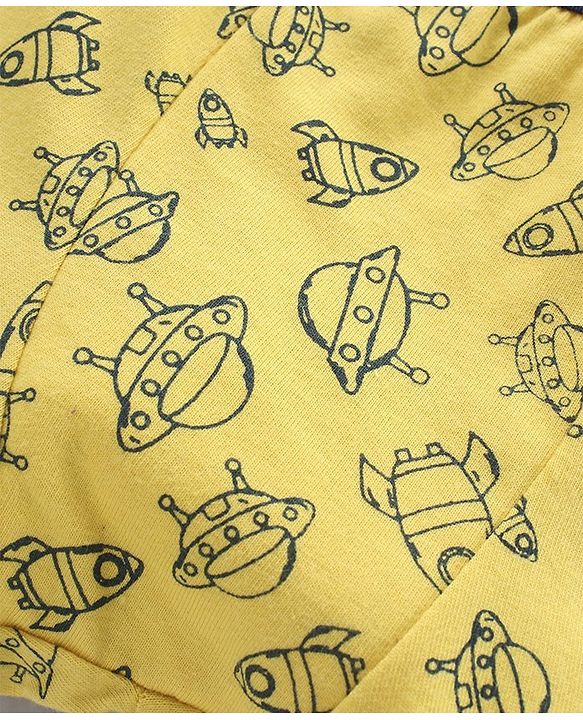 Babyhug Briefs Spacecraft Print Pack of 3 - Royal Blue Yellow White