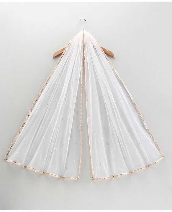 Babyhug Sleeveless Embeliished Choli Lehenga and Dupatta Set with Sequins - Ivory - 3-4Y Off White/Cream