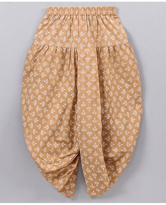 Babyhug Full Sleeves Cotton Kurta and Dhoti Set Printed - Beige