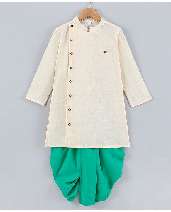 Babyhug Full Sleeves Kurta Dhoti Set Solid - Off White