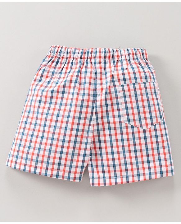 Babyhug Knee Length Cotton Boxer Check Pattern And Cycle Print Pack Of 3 - Blue White Red Orange