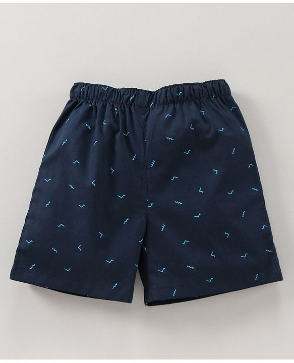 Babyhug Knee Length Cotton Boxer Check Pattern And Cycle Print Pack Of 3 - Blue White Red Orange