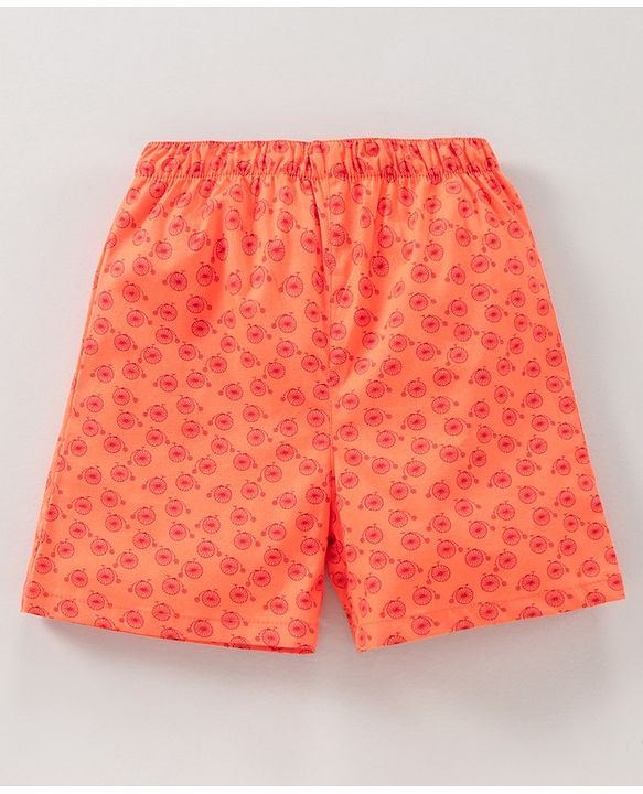 Babyhug Knee Length Cotton Boxer Check Pattern And Cycle Print Pack Of 3 - Blue White Red Orange