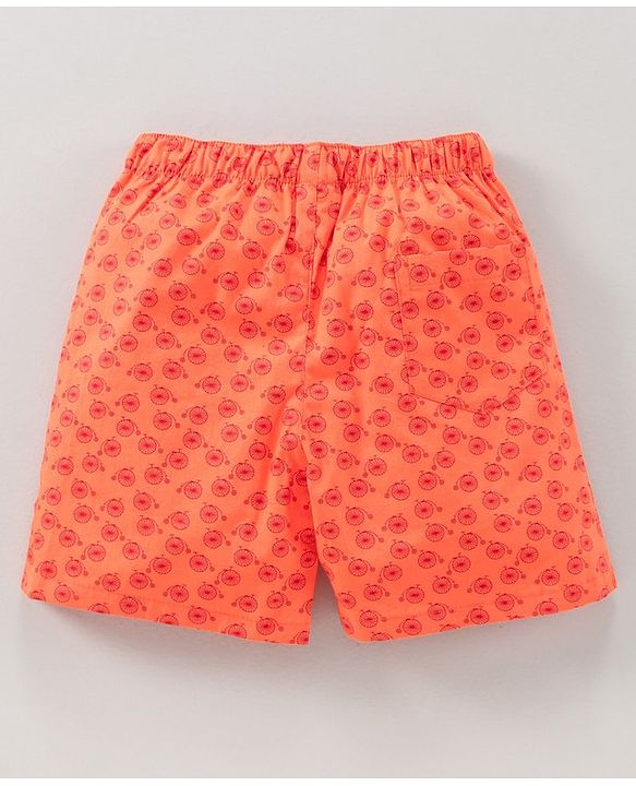Babyhug Knee Length Cotton Boxer Check Pattern And Cycle Print Pack Of 3 - Blue White Red Orange
