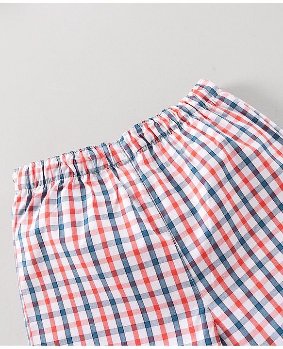 Babyhug Knee Length Cotton Boxer Check Pattern And Cycle Print Pack Of 3 - Blue White Red Orange