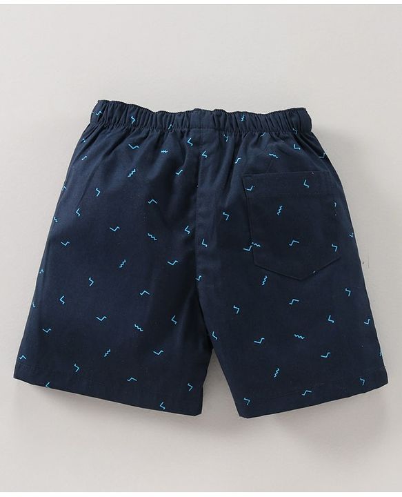 Babyhug Knee Length Cotton Boxer Check Pattern And Cycle Print Pack Of 3 - Blue White Red Orange
